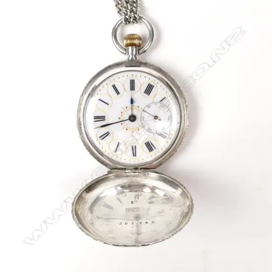 An early 1900s lady's Swiss .935 silver hunter cased pocket watch