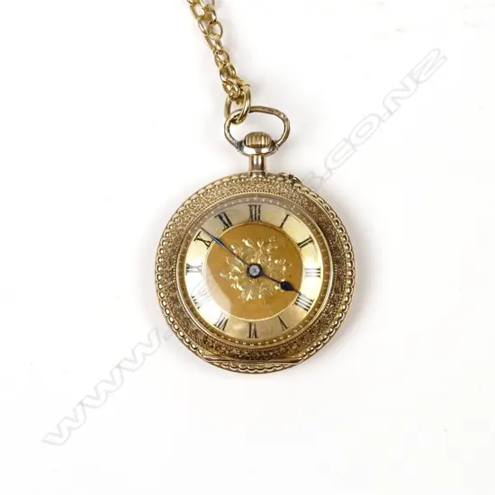 A lady's 15ct gold and enamel pocket watch