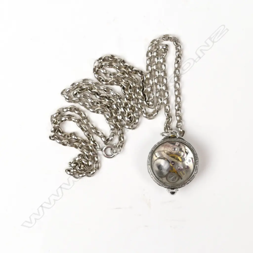 A 1920s silver and marcasite Bucherer lady's pendant watch Image 1++