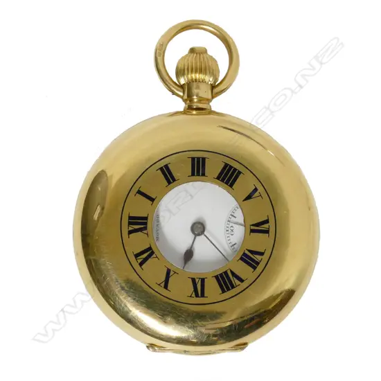 An 18ct gold cased Swiss Movado Chronomètre half hunter pocket watch