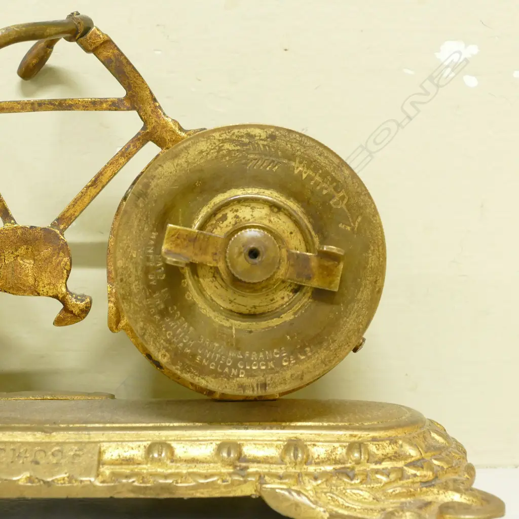 An Edwardian brass desk clock and barometer Image 1++
