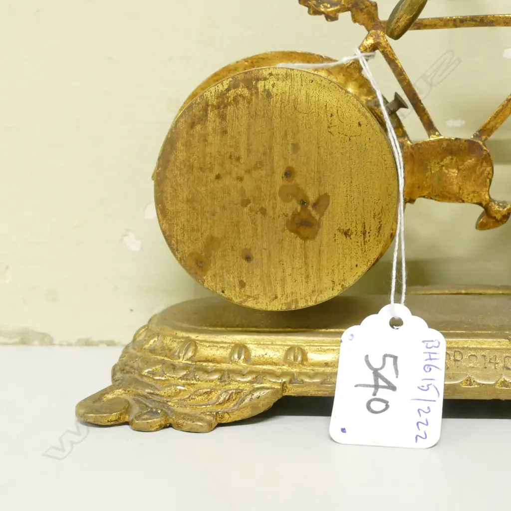 An Edwardian brass desk clock and barometer Image 1++