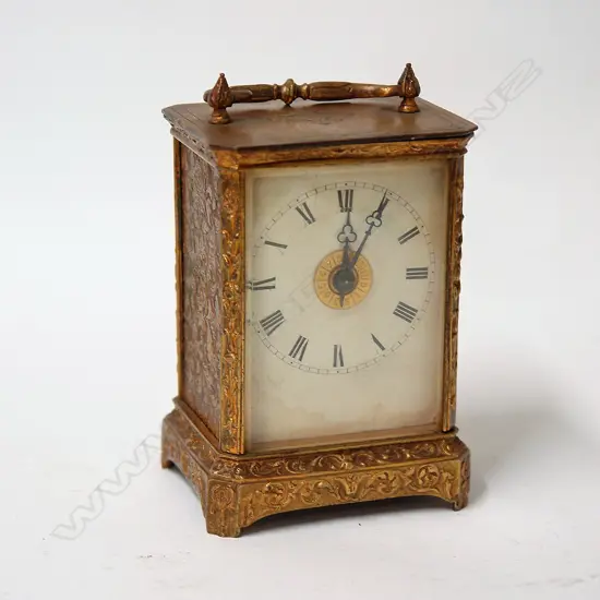 A 19thC decorative French gilt brass cased carriage clock