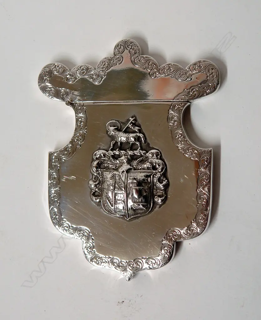 A rare Victorian Scottish shield form card case Image 1++