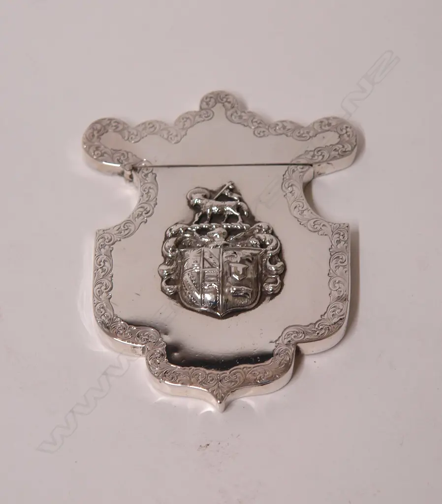 A rare Victorian Scottish shield form card case Image 1++