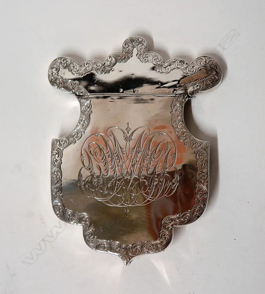 A rare Victorian Scottish shield form card case Image 1++