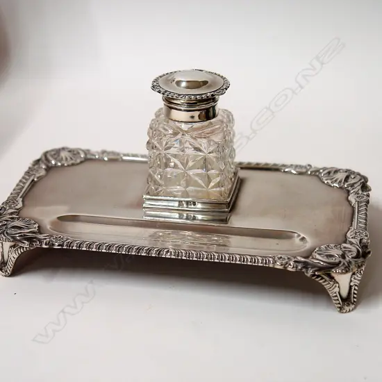 A Victorian silver inkstand
