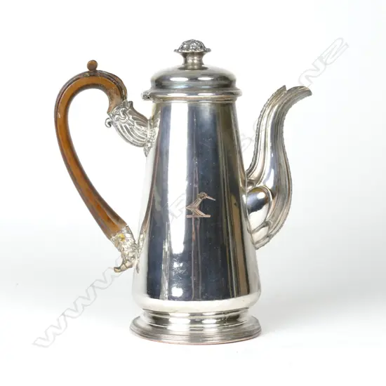 A Georgian period crested Old Sheffield Plate coffee pot