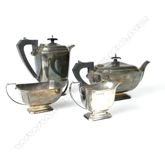 An Art Deco period four piece silver tea set