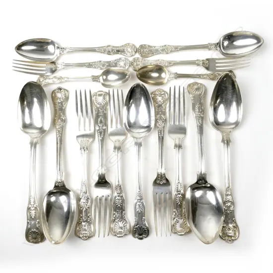 Sixteen pieces of Victorian and William IV King's pattern silver cutlery
