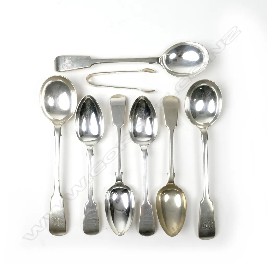 Three Victorian fiddle pattern silver soup spoons Image 1++