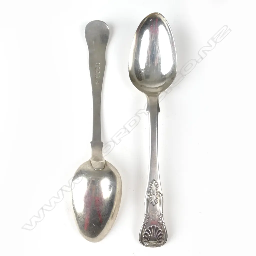 A pair of early Scottish single struck King's pattern silver tablespoons Image 1++
