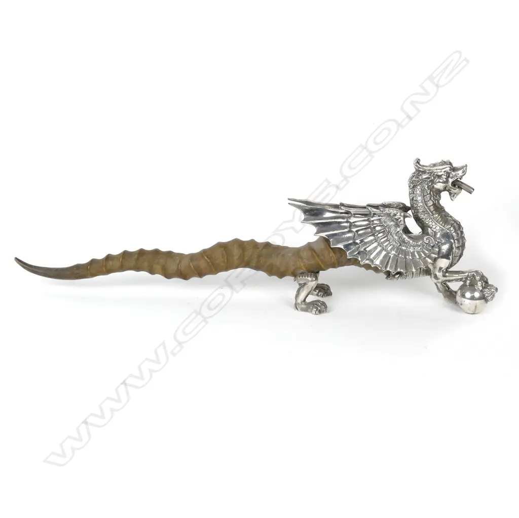 A striking Victorian silver plated dragon form table cigar lighter Image 1++