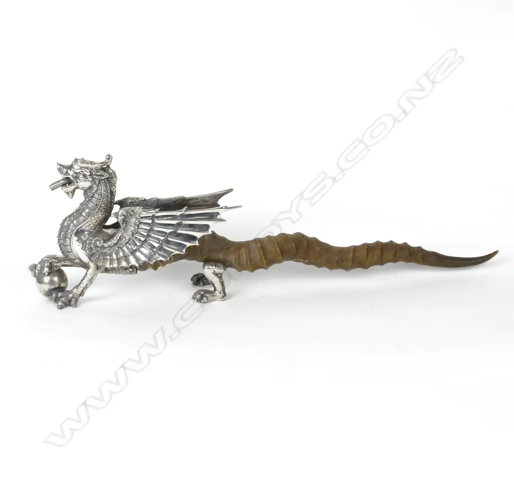 A striking Victorian silver plated dragon form table cigar lighter Image 1++