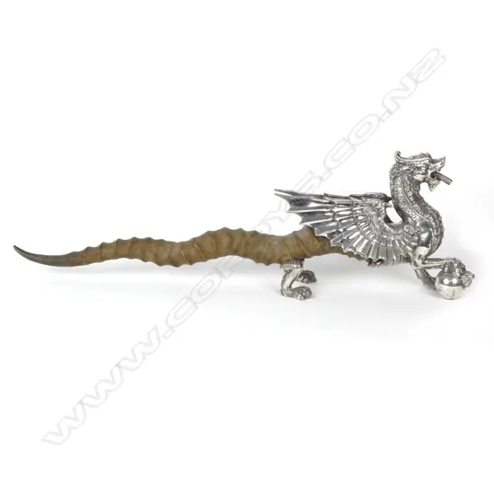 A striking Victorian silver plated dragon form table cigar lighter