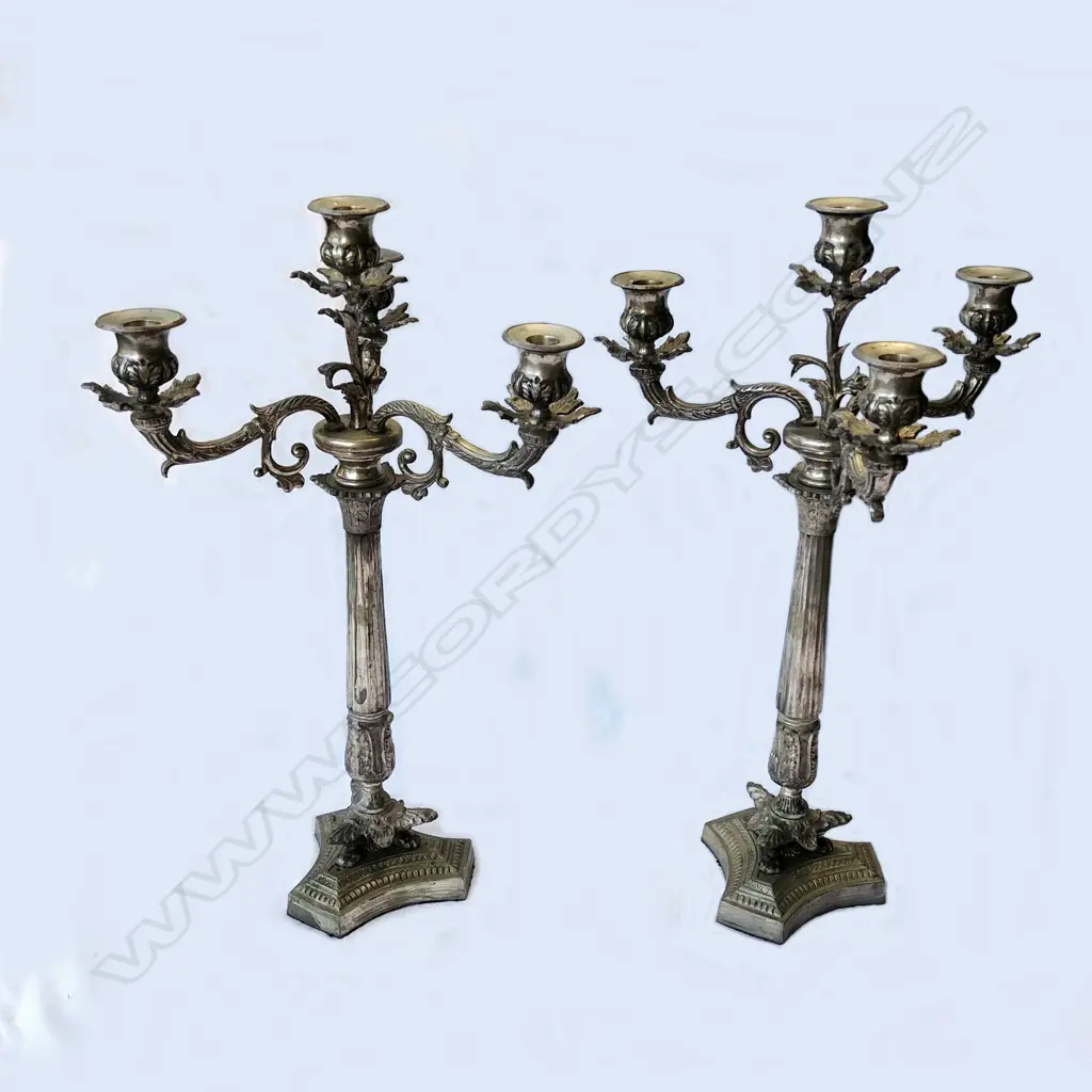 A pair of Victorian silver plated three-branch Image 1++