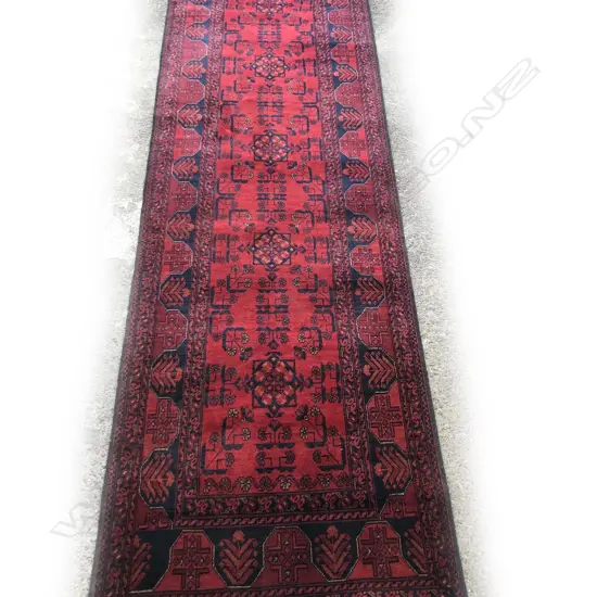 A hand knotted Afghan Andkhoi runner