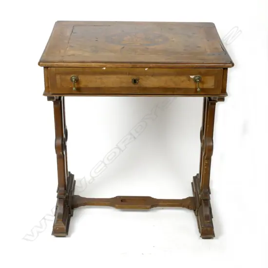 A Victorian burr walnut side table with single drawer