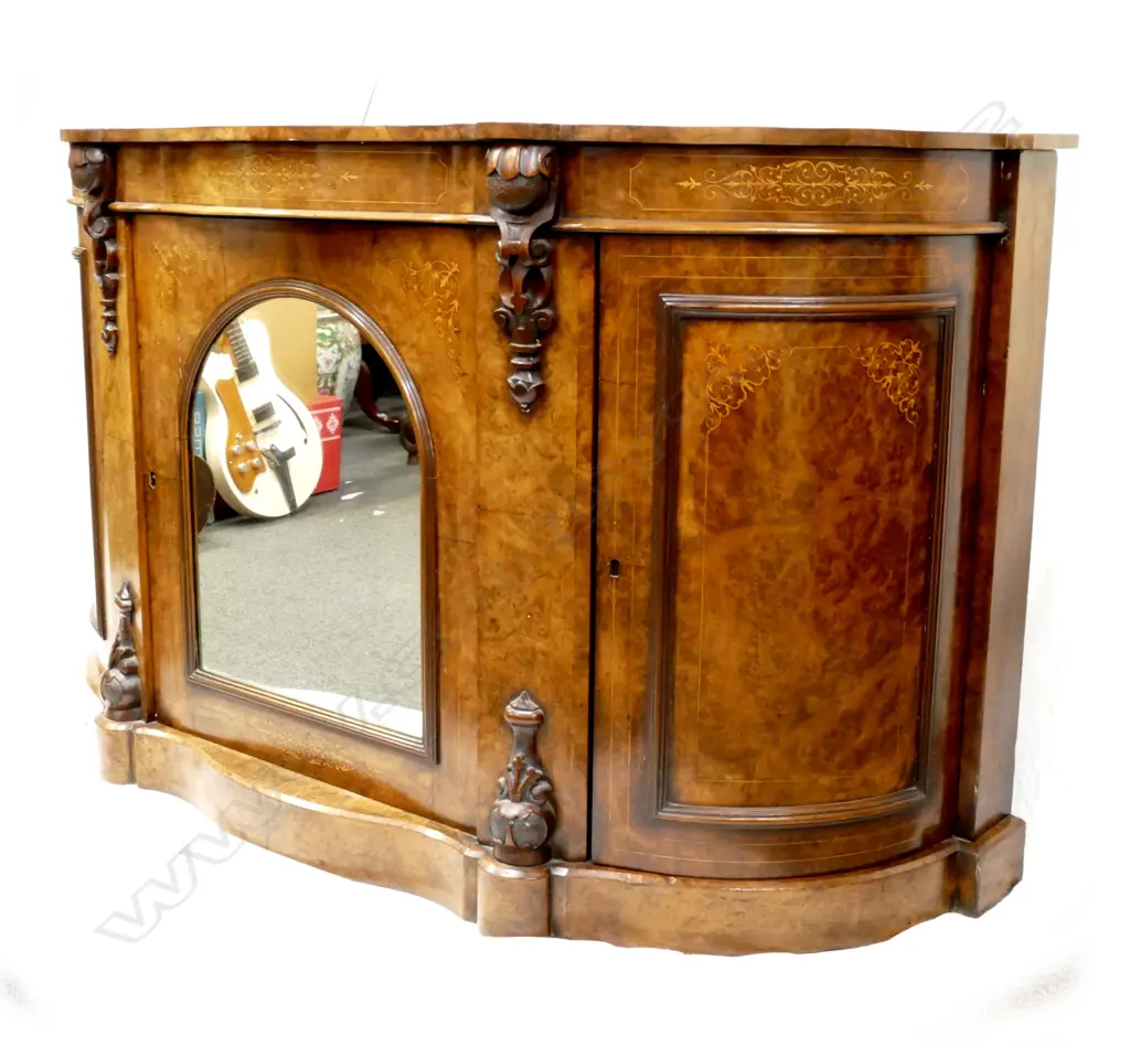 A Victorian burr walnut credenza Image 1++