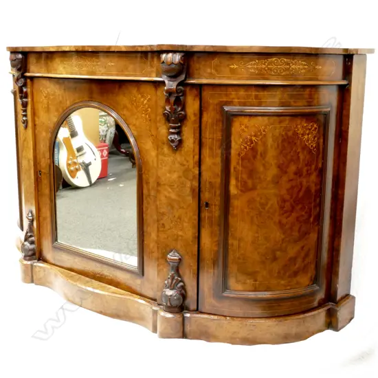 A Victorian burr walnut credenza