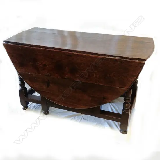 A large 17th/18thC English oak gate-leg dining table