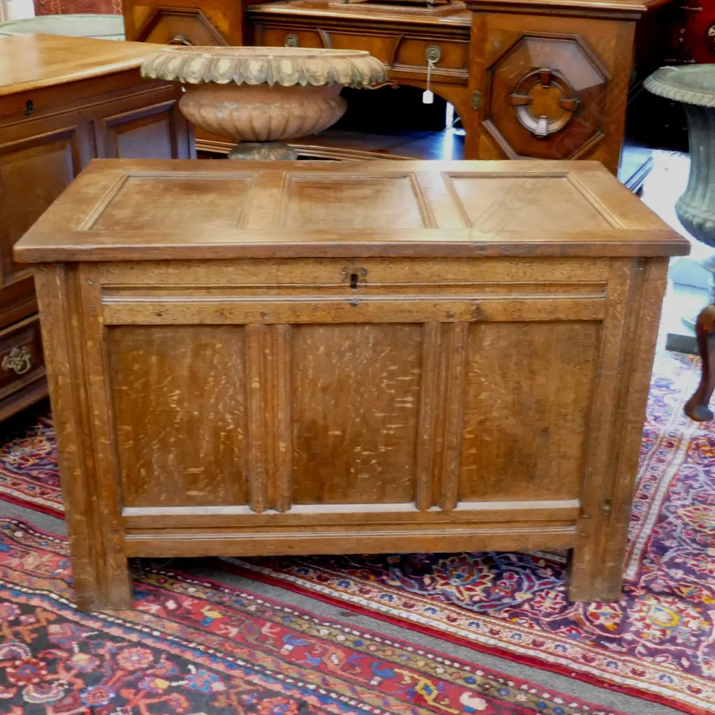 A Georgian oak three-panel coffer Image 1++