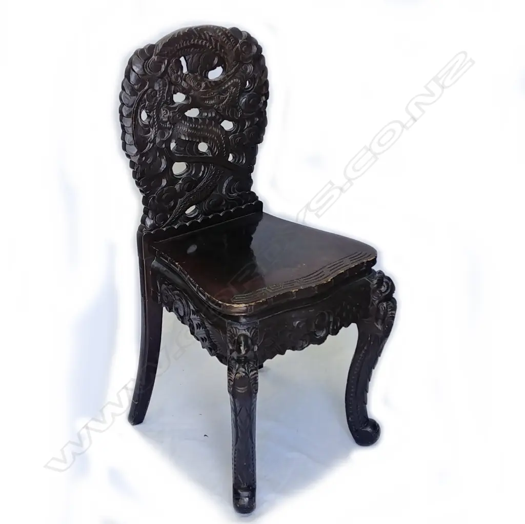A 19thC Japanese ebonised side chair Image 1++