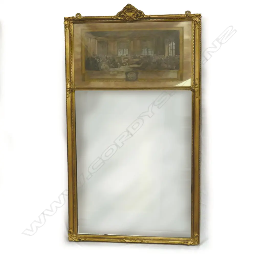A French gilt framed trumeau mirror Image 1++