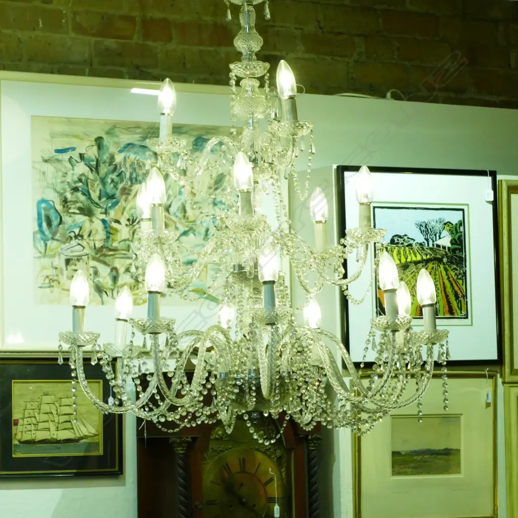 A large pressed glass three tier chandelier Image 1++