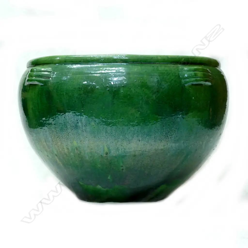 A terracotta green glazed garden pot Image 1++