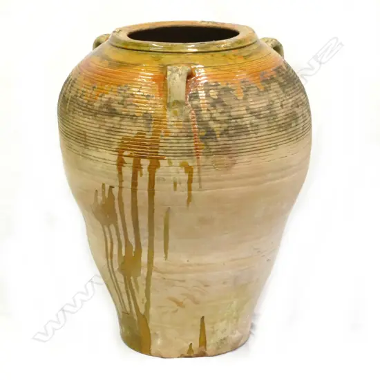 A large French semi-glazed olive pot