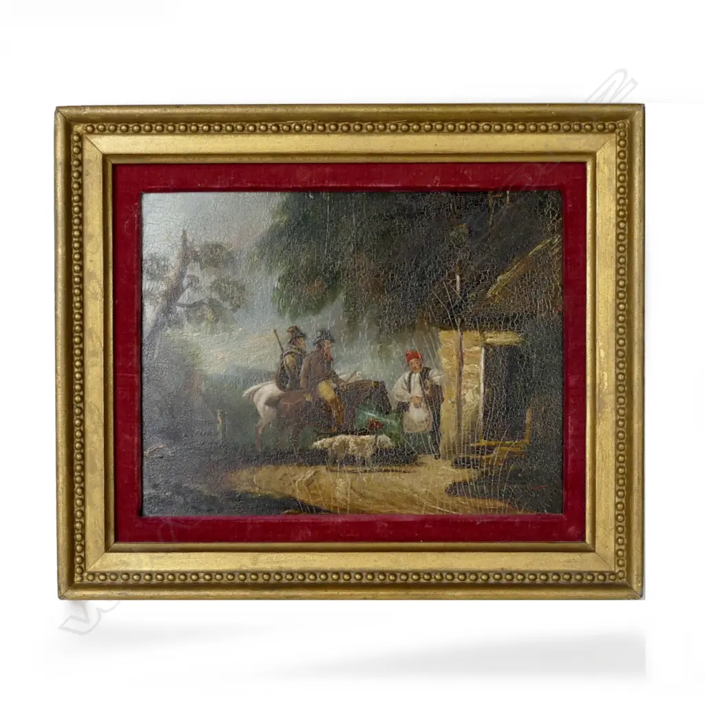 A decorative 19thC European oil on board Image 1++