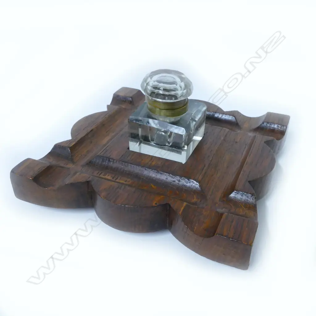 An Edwardian square oak desk tidy Image 1++