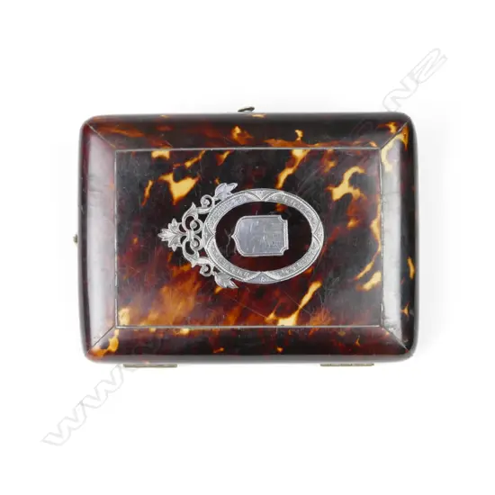 A Victorian tortoiseshell and silver card case