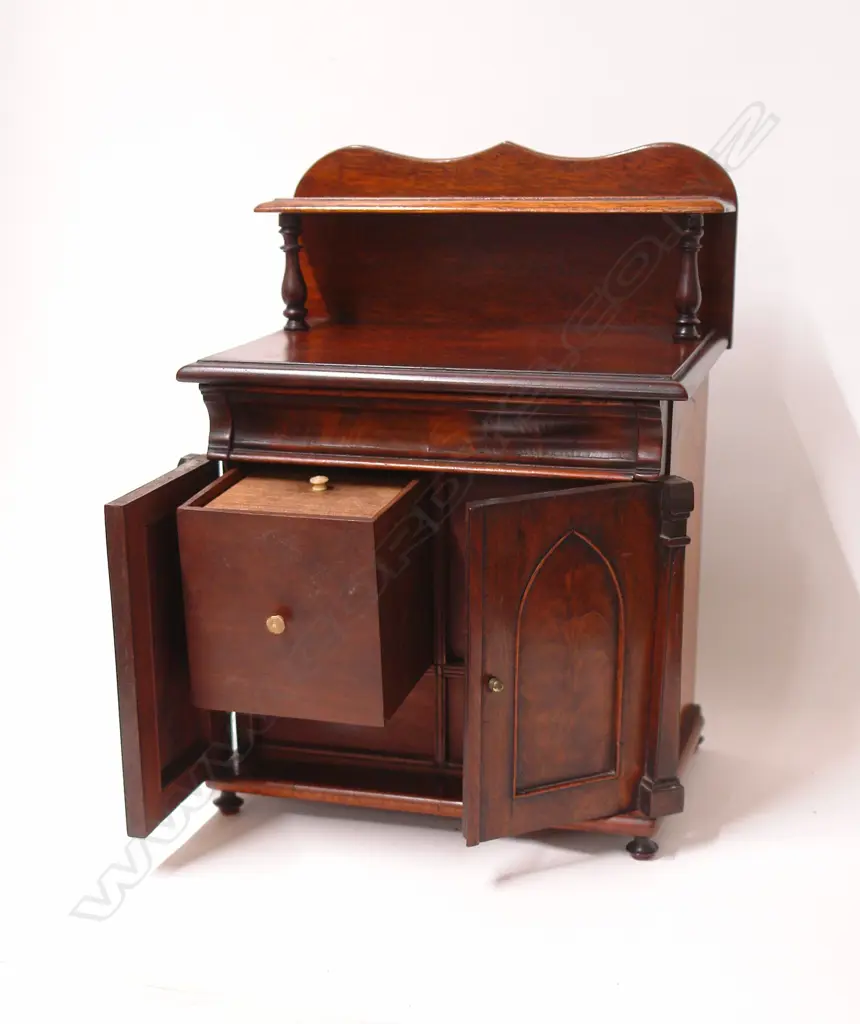 A rare William IV mahogany miniature chiffonier tea caddy Image 1++