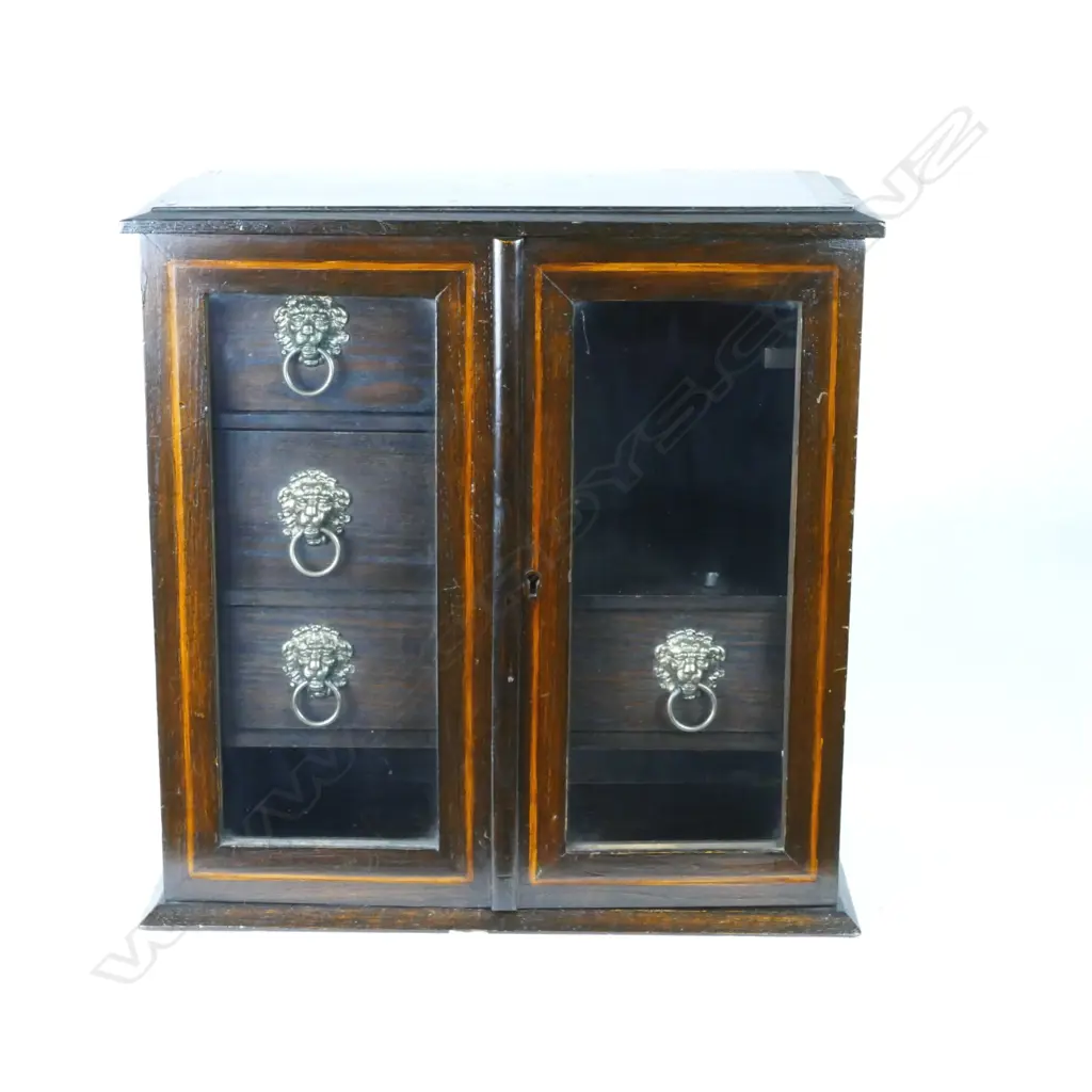 An Edwardian oak Sheraton Revival smoker's cabinet Image 1++