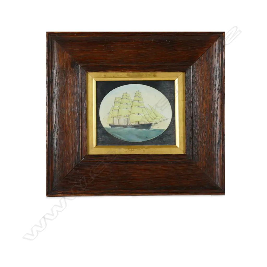 An American miniature painting on ivory of a clipper ship Image 1++