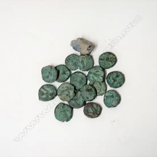 Sixteen ancient Roman bronze coins