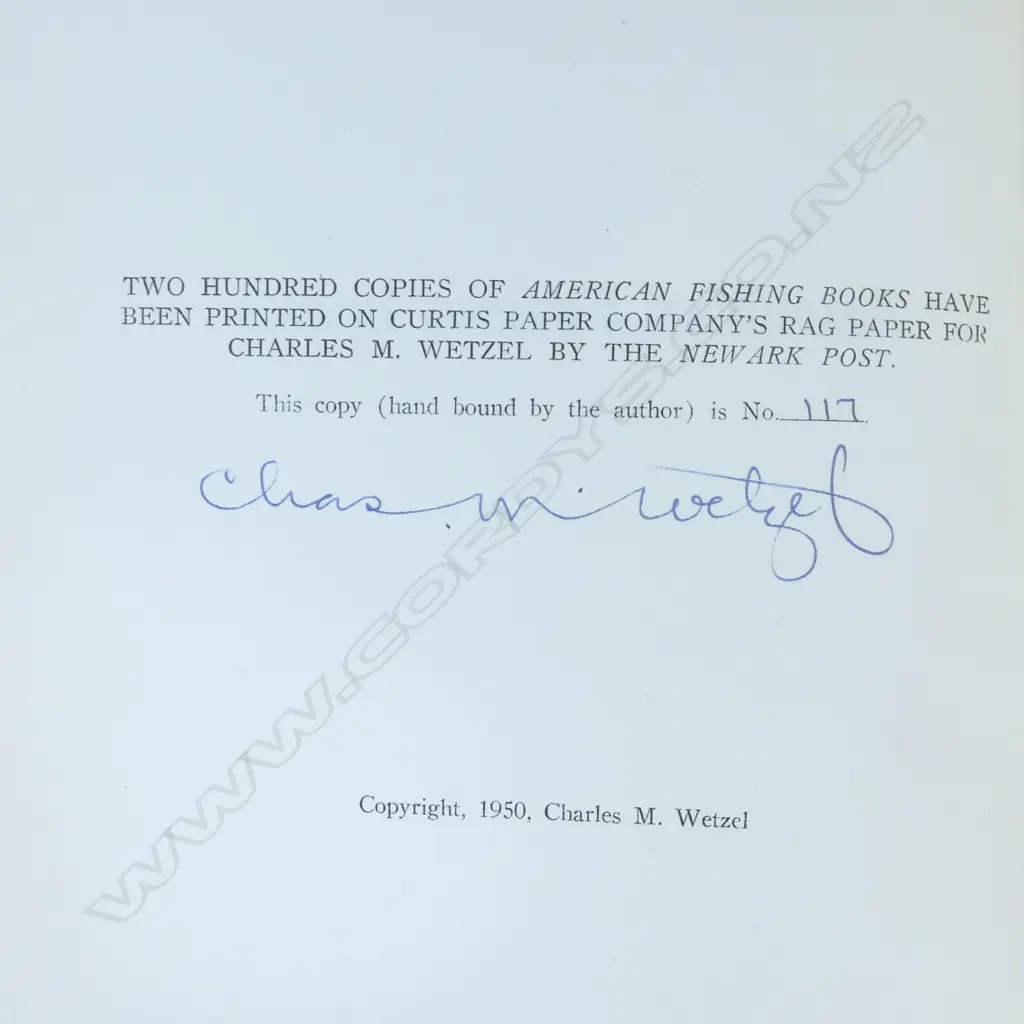 A rare copy of Charles Wetzel 'American Fishing Books Image 1++