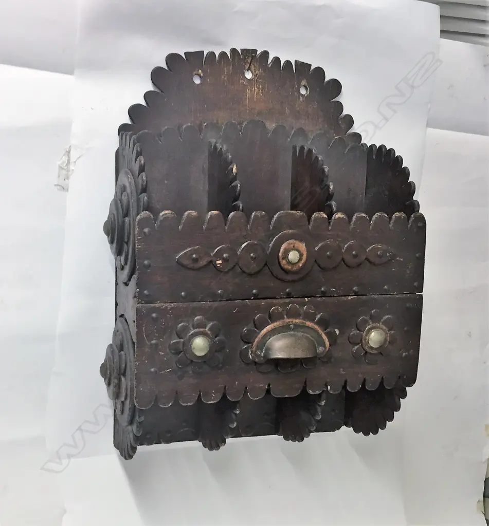 A late 19thC European folk art wall cabinet Image 1++