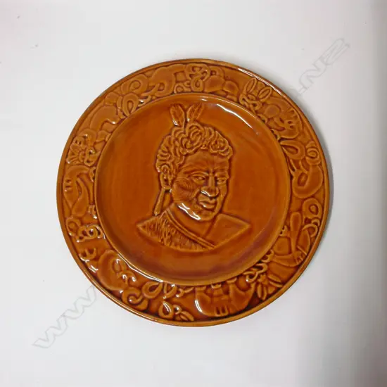 A vintage Crown Lynn Wharetana Maori Art Pottery 'Maori Chief' plate