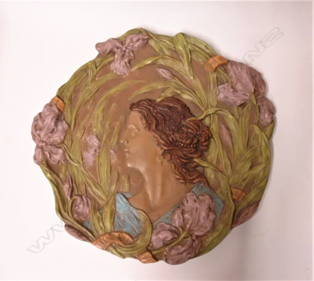 An Art Nouveau Austrian terracotta portrait plaque by Ernst Wahliss (1837-1900) Image 1++