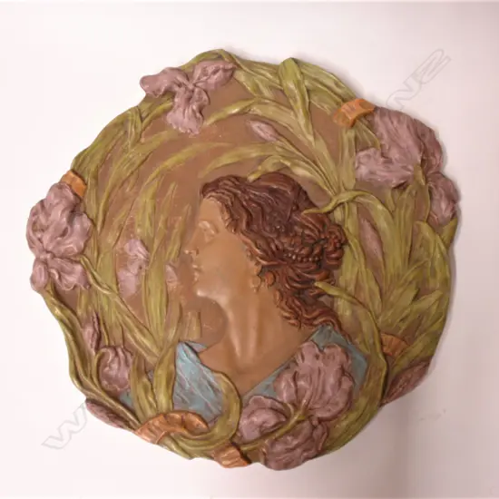 An Art Nouveau Austrian terracotta portrait plaque by Ernst Wahliss (1837-1900)