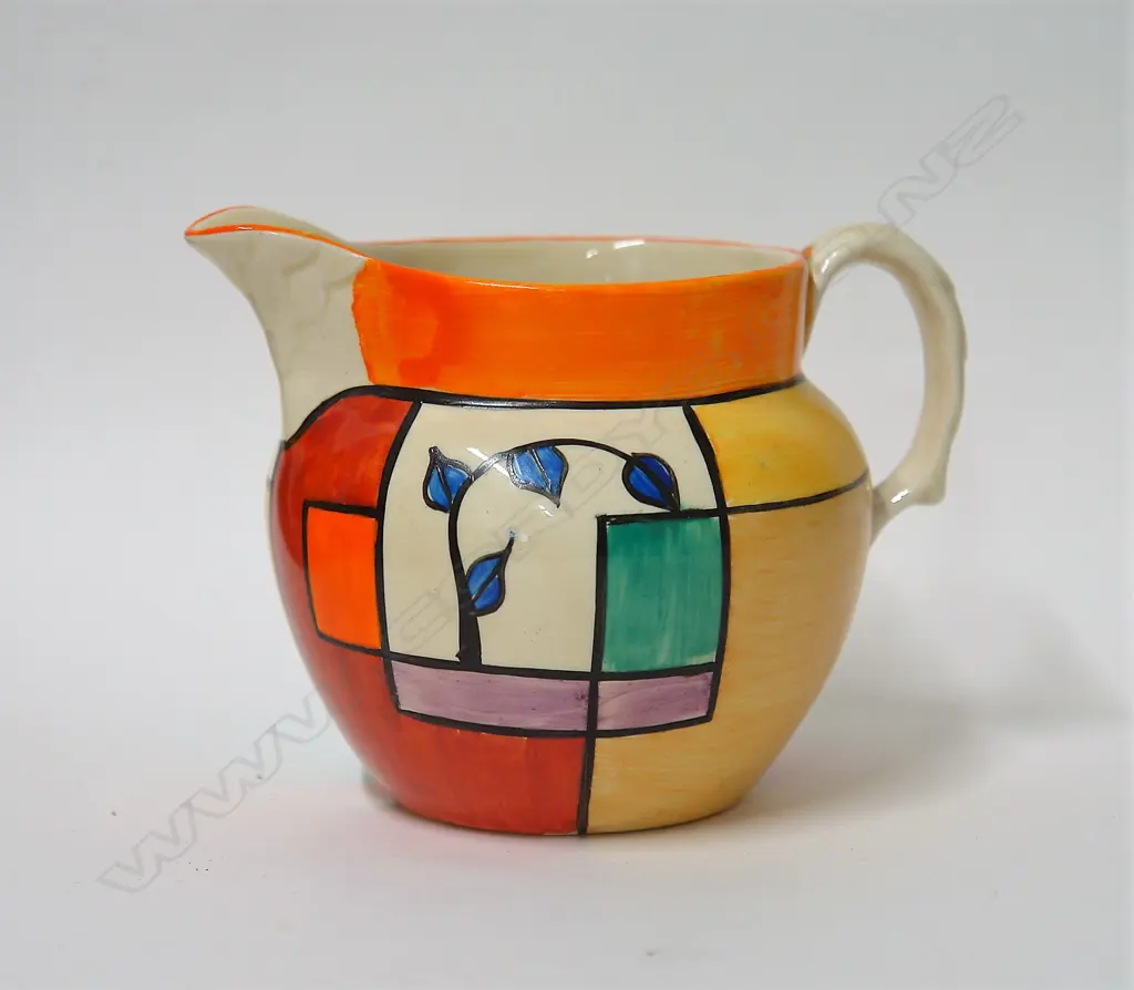 A Clarice Cliff Bizarre 'Branch and Squares' jug Image 1++