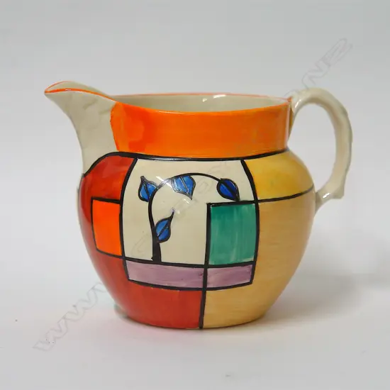 A Clarice Cliff Bizarre 'Branch and Squares' jug