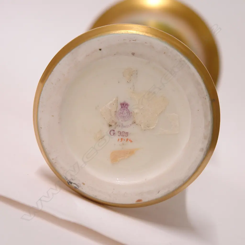 A 1920s tall Royal Worcester rose painted trumpet vase by Millie Hunt Image 1++