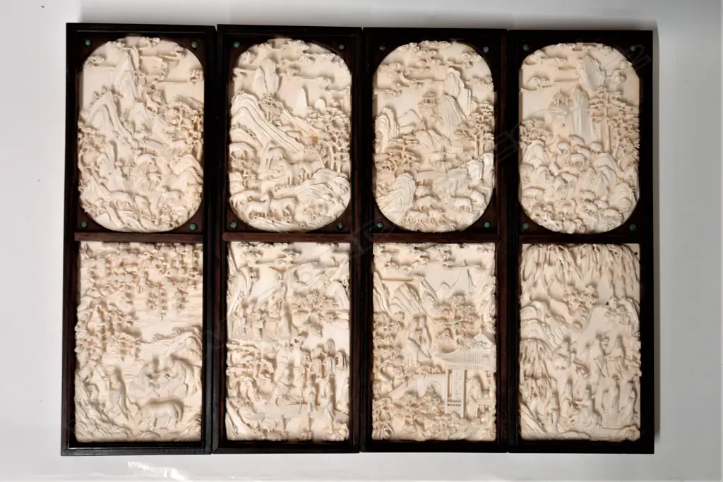 An extremely rare set of eight Chinese ivory panels Image 1++