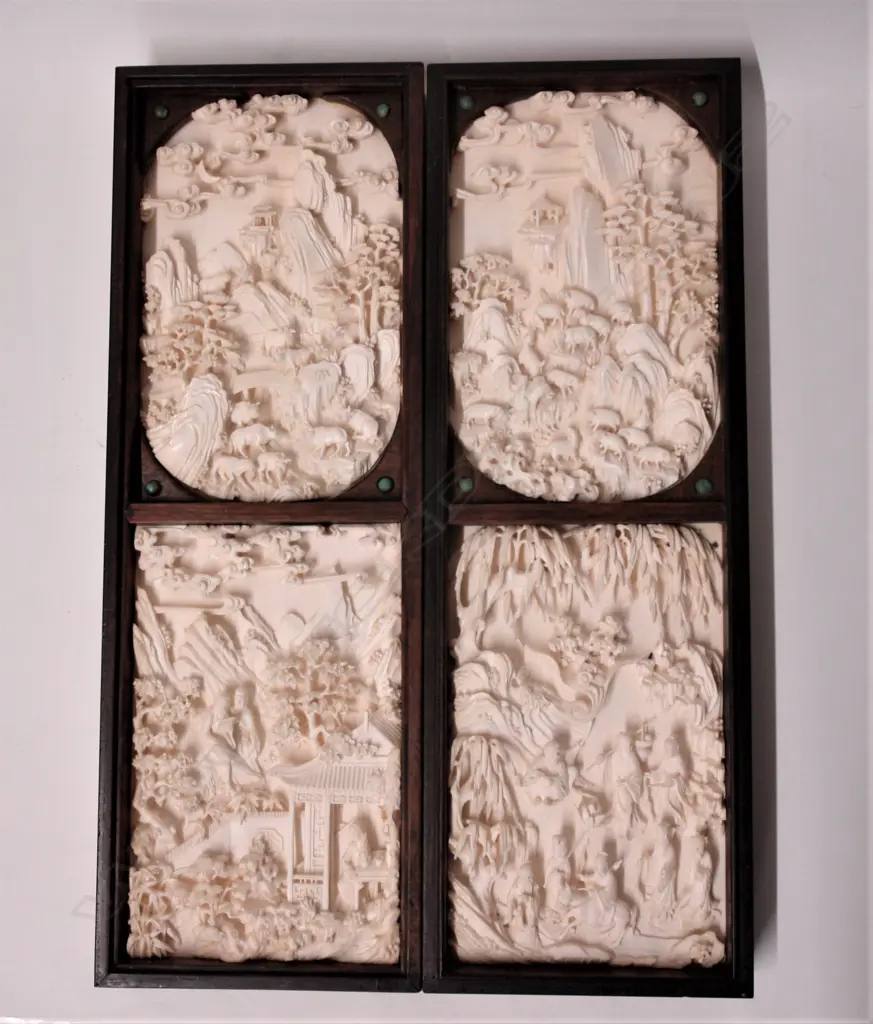 An extremely rare set of eight Chinese ivory panels Image 1++