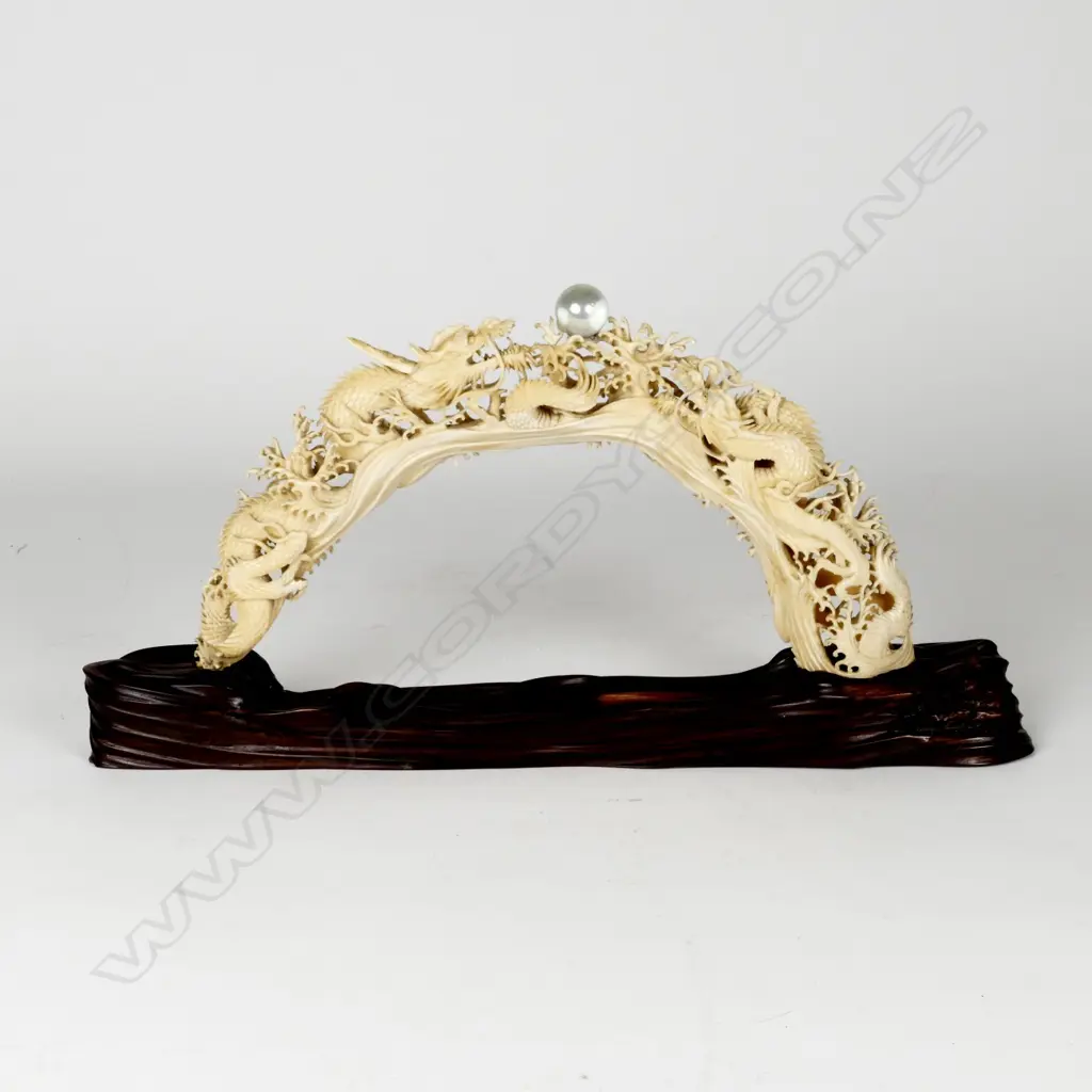 A large Chinese carved hippopotamus tusk Image 1++