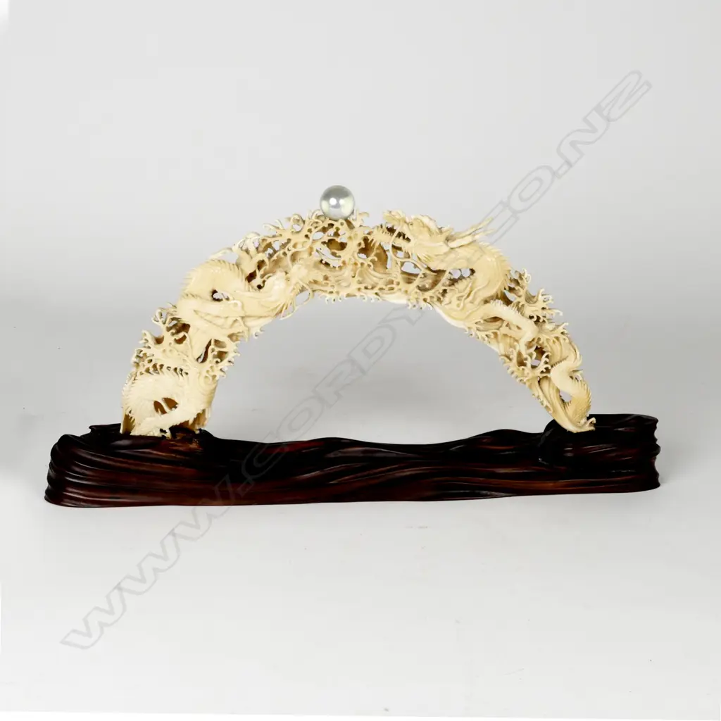 A large Chinese carved hippopotamus tusk Image 1++